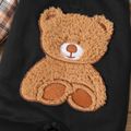Baby Boy 95% Cotton Bear Embroidered Spliced Plaid Hooded Long-sleeve Jumpsuit Color block image 4