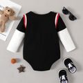 Baby Boy 95% Cotton Long-sleeve Faux-two Basketball Bear & Letter Print Romper ColorBlock image 2