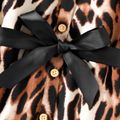 Kid Girl Leopard Print Lapel Collar Belted Long-sleeve Blouse Multi-color