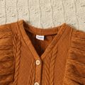 Toddler Girl Solid Knitted Ruffle Decor Long-sleeve Coat Cardigan Brown image 5