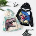 Kid Boy Animal Dinosaur Print Tie Dyed Hoodie Sweatshirt Black