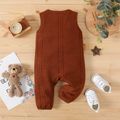 Baby Boy Bear Embroidered Textured Sleeveless Tank Jumpsuit Brown image 3