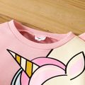 2pcs Toddler Girl Unicorn Print Spike Design Pink Sweatshirt and Pants Set pink image 3