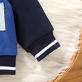 100% Cotton Baby Boy Colorblock Animal Print Patch Detail Raglan-sleeve Bomber Jacket Blue