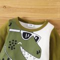 Baby Boy 95% Cotton Long-sleeve Cartoon Dinosaur & Vehicle Print Jumpsuit Army green