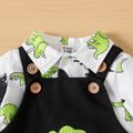 2pcs Baby Boy Allover Dinosaur Print Long-sleeve Shirt and Overalls Set ColorBlock image 4