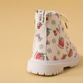 Toddler Strawberry Cherry Pattern Lace Up Boots White