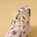 Toddler Strawberry Cherry Pattern Lace Up Boots White