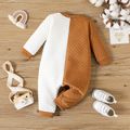 Baby Boy Rainbow Embroidered Colorblock Textured Long-sleeve Jumpsuit ColorBlock image 2