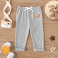 2-Pack Baby Boy Bear Detail Bow Front Solid Waffle Pants Set MultiColour image 1
