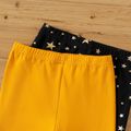2-Pack Kid Girl Star Print/Yellow Elasticized Leggings Ginger