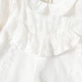 فتاة صغيرة الأزهار شبكة الطبقات طوق دمية فستان طويل الأكمام الأبيض أبيض image 4