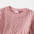 Mommy and Me Cotton Cable Knit Textured Long-sleeve Dress Colorful image 4