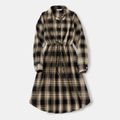 Family Matching Long-sleeve Button Front Plaid Shirts and Dresses Sets Apricot Yellow image 5