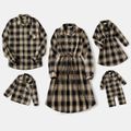 Family Matching Long-sleeve Button Front Plaid Shirts and Dresses Sets Apricot Yellow image 4