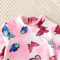Toddler Girl Butterfly Print Tie Dyed Mock Neck Long-sleeve Dress Pink