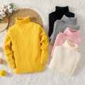 Kid Girl Solid Color Ribbed Turtleneck Sweater Ginger image 2