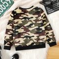 Kid Boy Camouflage Print Fleece Pullover Sweatshirt Brown