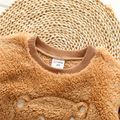 2pcs Toddler Boy Bear Pattern Fleece Brown Pullover Sweatshirt and Pants set Brown image 3
