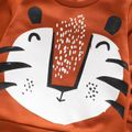 2pcs Toddler Boy Animal Tiger Print Pullover Sweatshirt and Pants Set Caramel image 3
