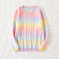Mommy and Me Long-sleeve Ombre Cable Knit Pullover Sweater Colorful image 2