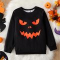 Kid Boy Halloween Graphic Print Pullover Sweatshirt Black