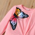 2-piece Toddler Girl Butterfly Print Long-sleeve Pullover Top and Bellbottom Pants Pink Set pink image 5
