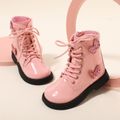 Toddler / Kid Sequin Butterfly Decor Lace Up Side Zipper Boots Pink image 1