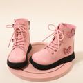 Toddler / Kid Sequin Butterfly Decor Lace Up Side Zipper Boots Pink image 2