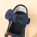 Toddler / Kid Floral Pattern Bow Velcro Canvas Shoes Dark Blue image 4