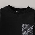 2pcs Baby Boy Long-sleeve Sweatshirt and Allover Boho Print Sweatpants Set Black