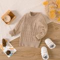 Baby Boy/Girl Solid Cable Knit Long-sleeve Pullover Sweater Brown image 1