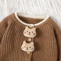 Baby Boy/Girl 3D Cat Decor Long-sleeve Button Up Knitted Cardigan Sweater Brown image 3