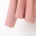 Kid Girl Solid Color Irregular Hem Open Front Suede Jacket Cardigan Mauve Pink