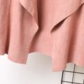 Kid Girl Solid Color Irregular Hem Open Front Suede Jacket Cardigan Mauve Pink