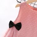 Dress Like Wind Toddler Girl Jacquard Mesh Layered Bow Decor Sleeveless Pink Dress Pink