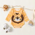 Baby Boy/Girl 3D Lion Design Striped Long-sleeve Romper Yellow image 1