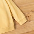 Toddler Girl Basic Solid Color Waffle Raglan Sleeve Pullover Sweatshirt Yellow image 5