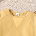 Toddler Girl Basic Solid Color Waffle Raglan Sleeve Pullover Sweatshirt Yellow image 4