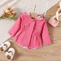 100% Cotton Baby Girl Floral Print Lined Long-sleeve Hooded Jacket Pink