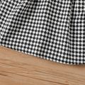 Baby Girl Long-sleeve Rib Knit Spliced Houndstooth Bow Front Dress BlackandWhite image 5