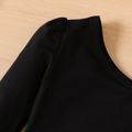 2pcs Baby Girl Solid One Shoulder Long-sleeve Tee and Pants Set Army green image 3
