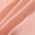 Kid Girl Ribbed Long-sleeve Cotton Dress with Waist Bag Pink image 5