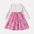 Peppa Pig 2pcs Toddler Girl Letter Print Long-sleeve White Tee and Allover Print Skirt Set ColorBlock image 2