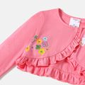 Peppa Pig 2pcs Toddler Girl Floral Print Sleeveless Dress and Ruffled Cotton Cardigan Set Colorful image 3