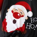 Christmas Baby Boy Santa Claus & Letter Print Raglan-sleeve Jumpsuit redblack image 4
