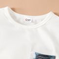2pcs Kid Boy Tie Dyed Pocket Design Pullover Sweatshirt and Pants Set White image 2