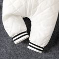 Baby Boy/Girl Letter & Number Embroidered Thermal Lined Thickened Quilted Long-sleeve Jumpsuit White