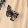 2pcs Kid Girl Butterfly Embroidered Mesh Splcie Party Slip Dress and Fleece Cape Set Champagne