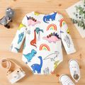Baby Boy Allover Colorful Dinosaur Print Long-sleeve Romper White image 5